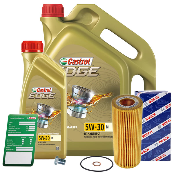 BOSCH ÖLFILTER+6L CASTROL EDGE FLUID 5W-30 M FÜR BMW 1-ER E87 118 d 120 d 04-07