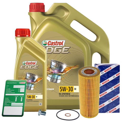 BOSCH ÖLFILTER+6L CASTROL EDGE FLUID 5W-30 M FÜR BMW 1-ER E87 118 d 120 d 04-07