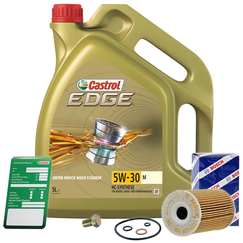 BOSCH ÖLFILTER+5L CASTROL EDGE FLUID 5W-30 M MOTORÖL+SCHRAUBE+DICHTUNG 32002990